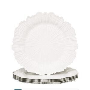 Reef White Charger Plates, Plate Chargers for Dinner Plates, Set Of 6 White